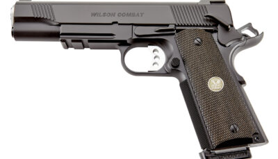 Wilson Combat CQBLRCAALLBLACK CQB *CA Compliant Full Size Frame 45 ACP 8+1 5" Carbon Steel Slide Diamond Wood w/ Pewter Medallions Grip