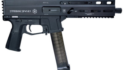 Grand Power 197892003506 SP45A3 Stribog 45 ACP 20+1 8" Black Threaded Barrel, Black Hardcoat Anodize Aluminum/Polymer Receiver w/Picatinny Rail, QD Sling Sockets, Black Polymer Grip, Ambidextrous
