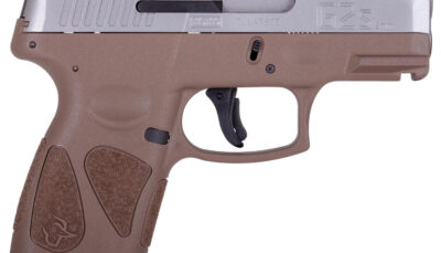 Taurus 1-G2S939B G2S  Compact Frame 9mm Luger 7+1 3.26" Matte Stainless Steel Barrel, Black Stainless Steel Serrated Slide, Brown Polymer Frame w/Accessory Rail, Black Polymer Grip