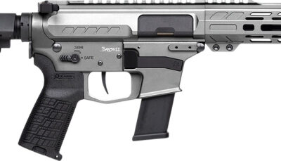 CMMG 45A890FTNG Banshee FE MkG 45 ACP 13+1 8" Black Nitride Threaded Barrel, M-LOK Handguard, Titanium Cerakote Aluminum Receiver w/Picatinny Rail, Black Polymer CMMG RipBrace, CMMG Zeroed Grip