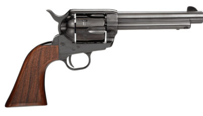 Taylors & Company 200108 1873 Pietta 9mm Luger 6 Shot 5.50" Blued Round Barrel, Blue Cylinder & Steel Frame, Walnut Checkered Army Style Grip, Manual Safety, Exposed Hammer