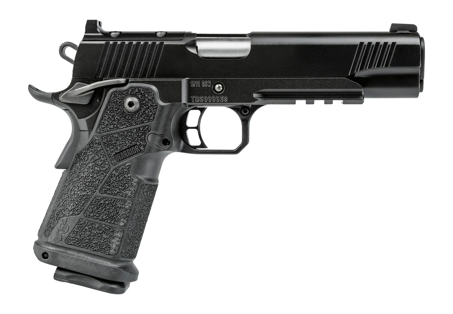 Kimber Mfg, Inc 3600303 DS Warrior 10mm Auto 18+1 5" Matte Stainless Barrel, KimPro Black Optic Cut/Serrated Slide, Black Stainless Steel Frame w/Beavertail & Picatinny Rail, Black Carbon Fiber Grip,