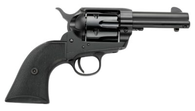 Pietta PFI9ALLOYAS312CB Alloy 9mm Luger 6 Shot 3.50" Matte Black Alloy Steel Barrel & Frame, Black Checkered Grip