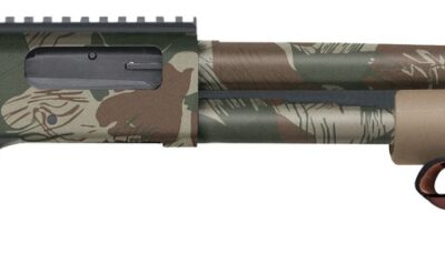 Mossberg 50632 590 AfterShock 12 Gauge 5+1 14.38" Rhodesian Brushstroke Camo Barrel & Receiver w/Picatinny Rail, FDE Aftershock Grip