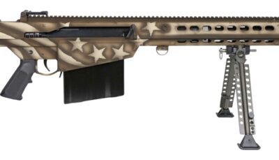 Barrett 20153 M107A1 America 250 50 BMG 10+1 Black Fluted Barrel, Receiver w/Picatinny Rail, QD BiPod Forend, M-LOK Handguard, Black Polymer Grip