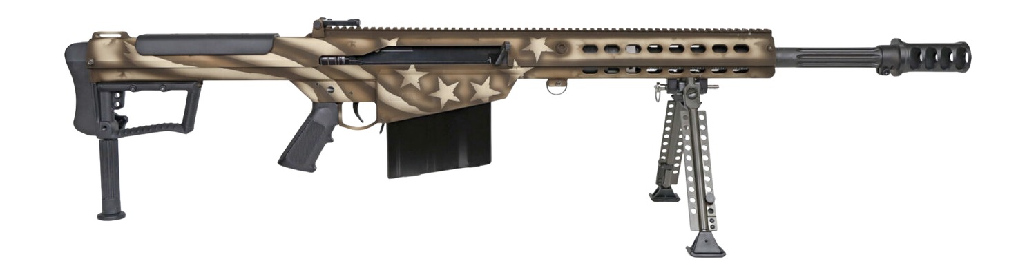 Barrett 20153 M107A1 America 250 50 BMG 10+1 Black Fluted Barrel, Receiver w/Picatinny Rail, QD BiPod Forend, M-LOK Handguard, Black Polymer Grip