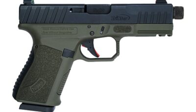 TriStar 85786 Apoc Pro 9mm Luger 15+1 4.50" Black Threaded Barrel, Black Cerakote Steel Optic Ready/Serrated Slide, OD Green Polymer Frame w/Picatinny Rail, Interchangeable Backstrap Grip