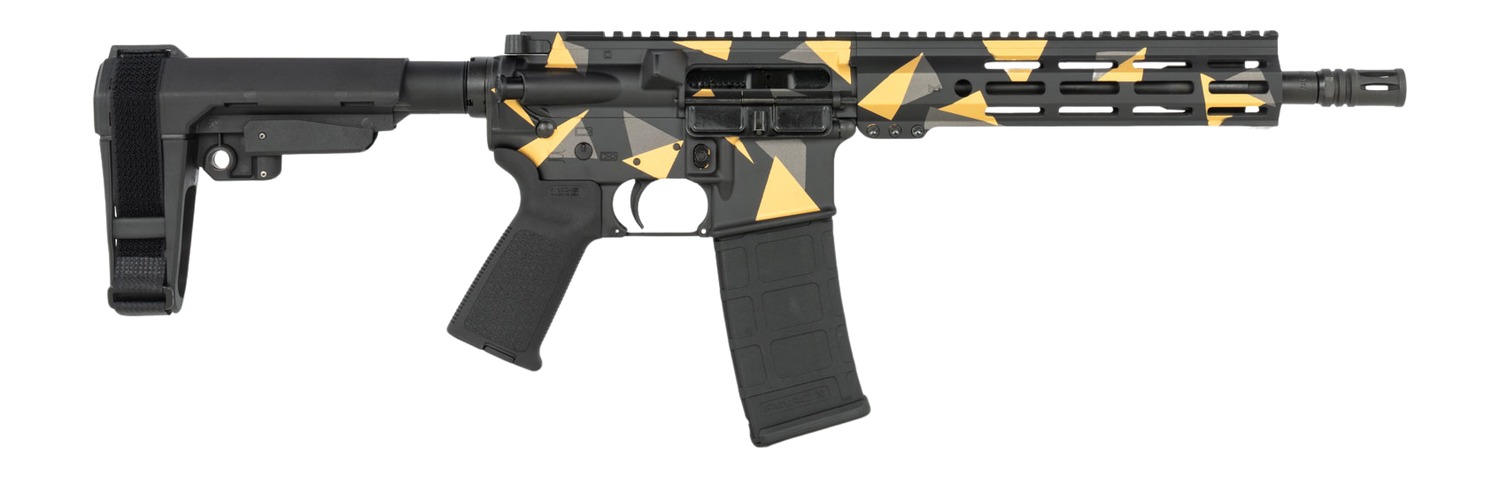 Shark Coast Tactical SCC07176GEO-P Geodesic 5.56 NATO 30+1 10.50" Black Nitride Threaded Barrel, Aluminum Receiver w/Picatinny Rail, M-LOK Handguard, Polymer SB Tactical SBA3 Brace, Polymer Grip