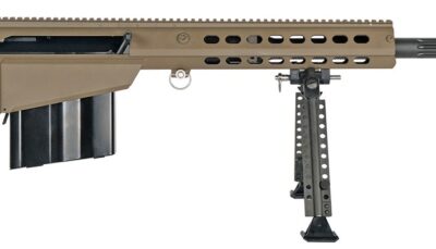 Barrett 20186 M107A1  50 BMG 10+1 20" Fluted Barrel, Flat Dark Earth Receiver w/Picatinny Rail, M-LOK Handguard, QD BiPod Forend, Black Polymer Grip