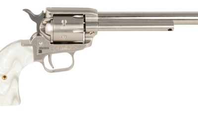 Heritage Mfg RR22NI6WP Rough Rider 22 LR 6 Shot 6.50" Nickel Satin Alloy Steel Barrel & Cylinder, Nickel Zinc Alloy Frame, White Pearl Grip, Manual Safety