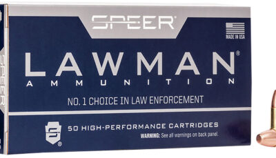 Speer 53826 Lawman Training Clean-Fire 9mmLuger 147gr Total Metal Jacket Flat Nose 50 Per Box/20 Case