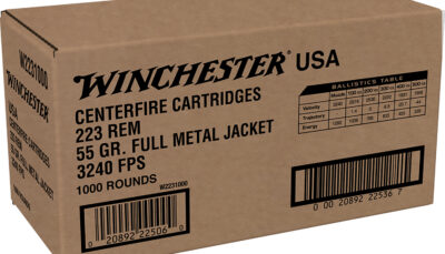 Winchester Ammo W2231000 USA 223Rem 55gr Full Metal Jacket 1000rds *Sold by Case