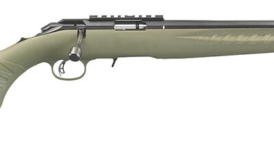 Ruger 8335 American Rimfire Sports South Exclusive Full Size 22 WMR 9+1 18" Satin Blued Threaded Barrel & Alloy Steel Receiver w/Scope Rail, Green Fixed Synthetic Stock, Right Hand