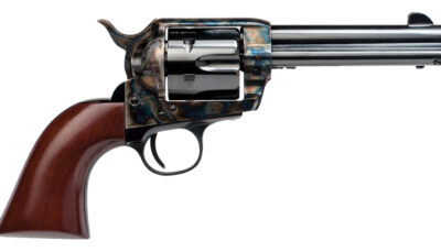 Cimarron PP410 Frontier Pre-War 1896-1940 45 Colt (LC) 6 Shot, 4.75" Blued Steel Barrel, Blued Cylinder, Color Case Hardened Steel Frame, Walnut Grip, Exposed Hammer