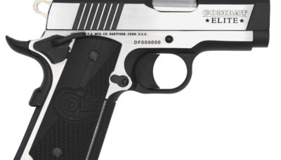 Colt Mfg O7080CE Combat Elite Commander Compact Frame .45 ACP 8+1, 3" Stainless Steel Barrel, Two-Tone Serrated Stainless Steel Slide & Frame w/Beavertail, Black Scalloped G10 Grip, Ambidextrous
