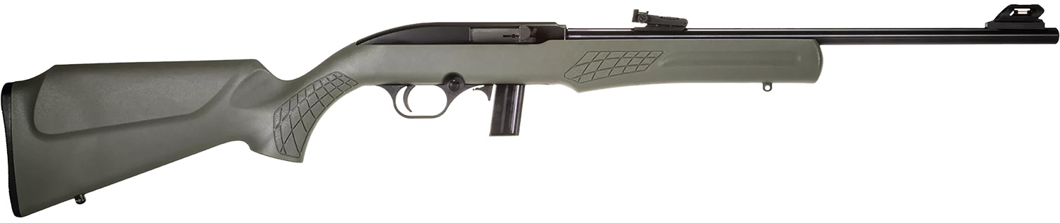 Rossi RS22L1811OD RS22 Semi-Auto 22 LR Caliber with 10+1 Capacity, 18" Barrel, Matte Black Metal Finish & Monte Carlo OD Green Synthetic Stock Right Hand (Full Size)