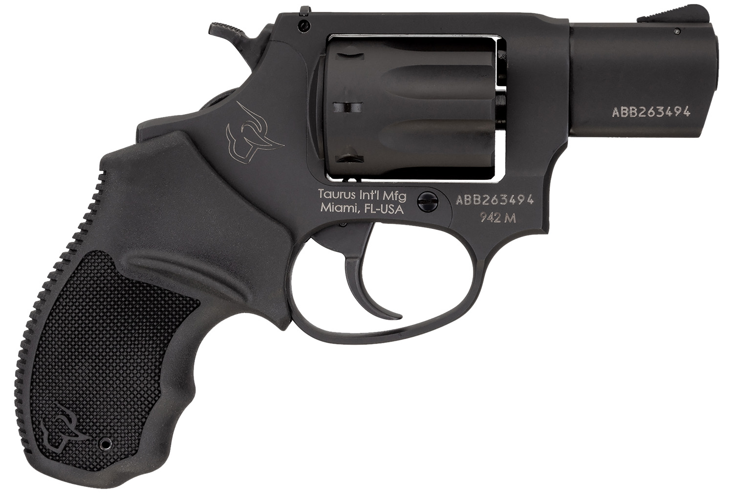 Taurus 2942M021UL 942 Ultra-Lite 22 WMR 8rd 2" Matte Black Finish Barrel, Matte Black Finish Cylinder, Black Anodized Finish Aluminum Frame & Finger Grooved Black Polymer Grip