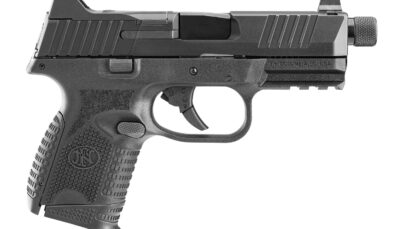 FN 66100782 509CT w/Optic Compact 9mm Luger 12+1/24+1, 4.32" Black Steel Threaded Barrel, Black PVD Optic Cut/Serrated Stainless Steel Slide, Black Polymer Frame w/Picatinny Rail