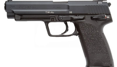 HK 81000364 USP Expert V1 SA/DA 45 ACP Caliber with 5.19" Barrel, 12+1 Capacity, Overall Black Finish, Serrated Trigger Guard Frame, Serrated Long Steel Slide & Polymer Grip Includes 2 Mags