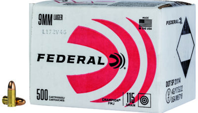 Federal C9115A500 Champion Training 9mmLuger 115gr Full Metal Jacket 500rds *Bulk Package