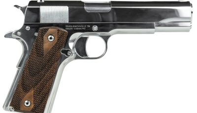 Tisas 10100513 1911 Regulator Full Size Frame 9mm Luger/38 Super 9+1 5" Stainless Steel Barrel, Polished Chrome Steel Serrated Slide, Chrome High Polished Steel Frame w/Beavertail, Turkish Walnut Grip