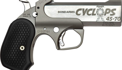Bond Arms BACY Cyclops Big Bore 45-70 Gov 1rd Shot 4.25" Stainless Stainless Steel Barrel Matte Stainless Black Extended B6 Resin Grips Right Hand