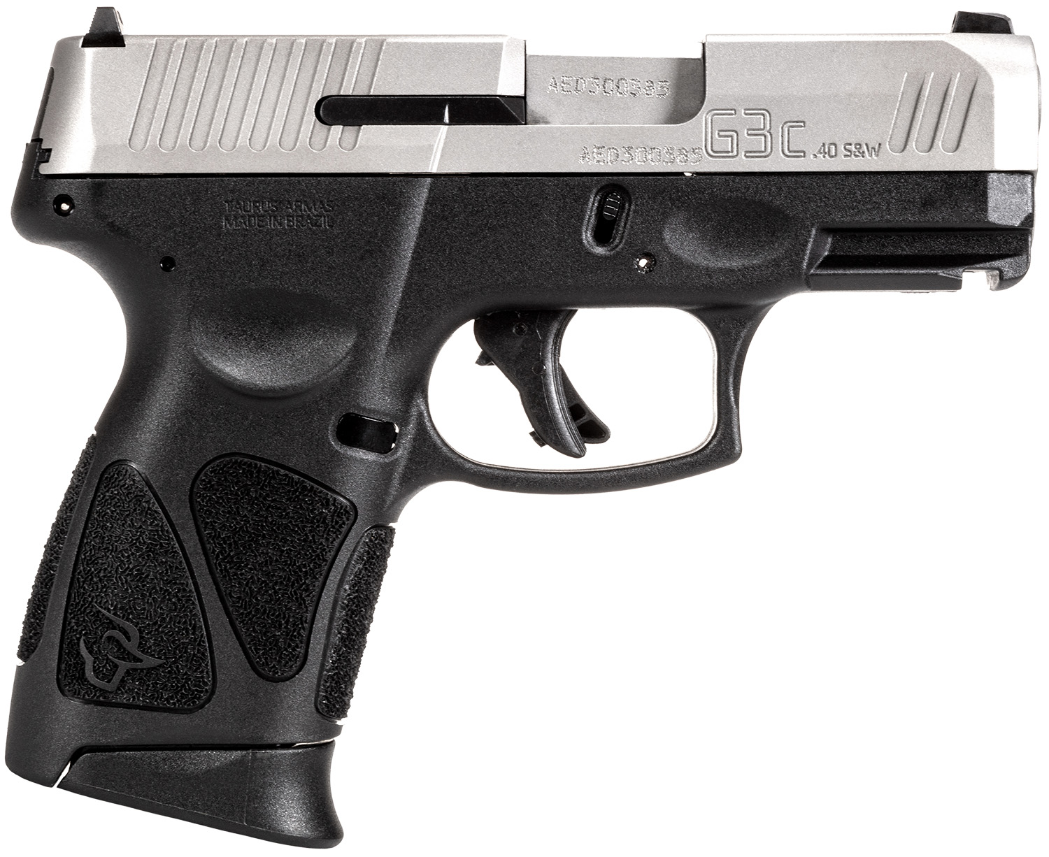 Taurus 1G3C4039 G3C Compact Frame 40 S&W 10+1 3.26" Matte Stainless Steel Barrel, Serrated Stainless Steel Slide, Black Polymer Frame w/Picatinny Rail, Black Polymer Grip