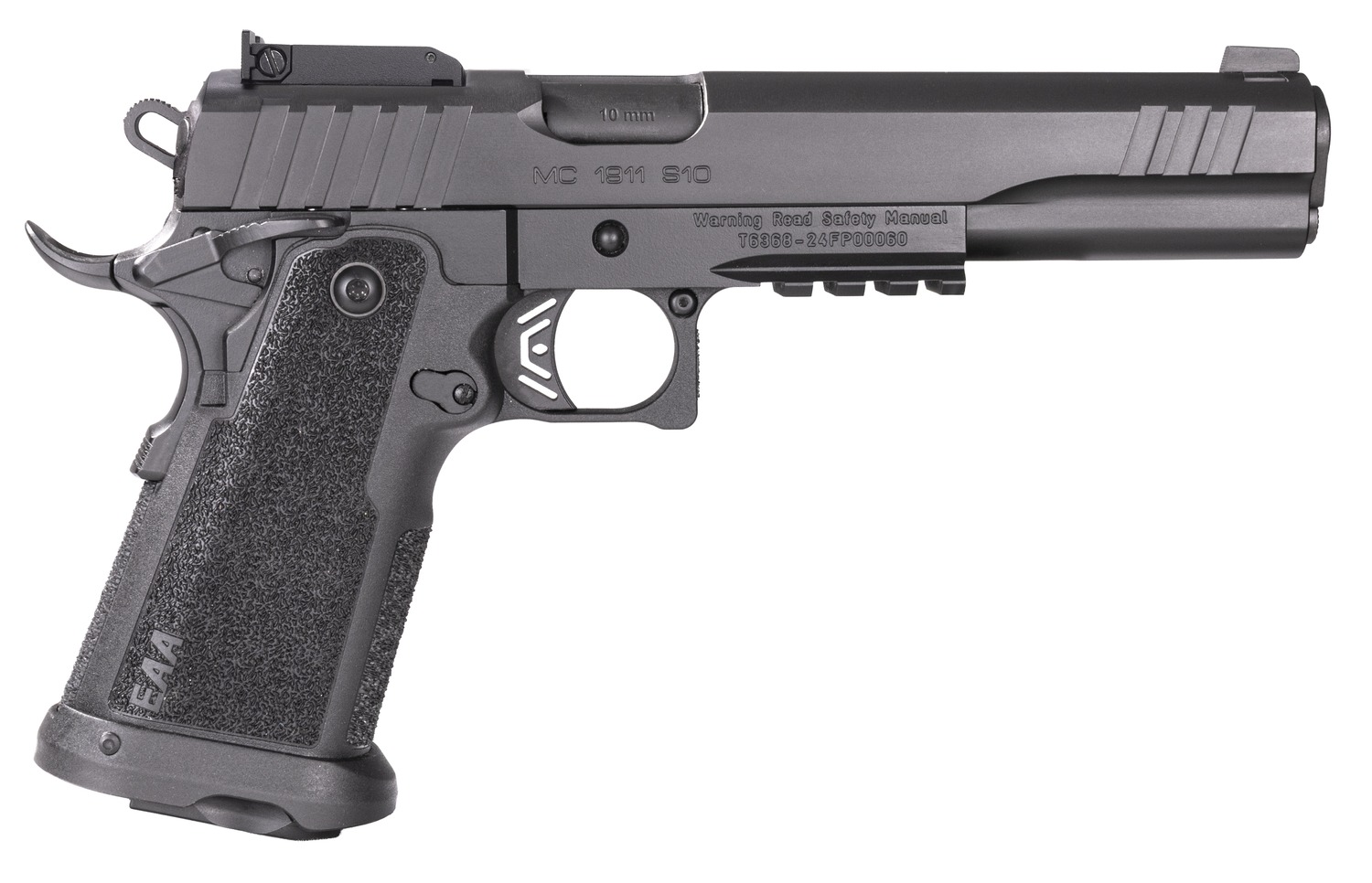 Girsan 395075 Witness2311 10mm Auto 15+1 6" Black Steel Barrel, Black Optic Ready/Serrated Steel Slide, Black Polymer Frame w/Beavertail & Picatinny Rail, Black Checkered Polymer Grip, Ambidextrous