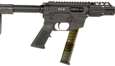FREEDOM ORDNANCE FX9P4SBM FX-9 9mm Luger 31+1 4" Black Nitride Steel Barrel, M-LOK Handguards, Black Anodized Aluminum Picatinny Rail Receiver, Black SB Mini Brace, AR15 Grip