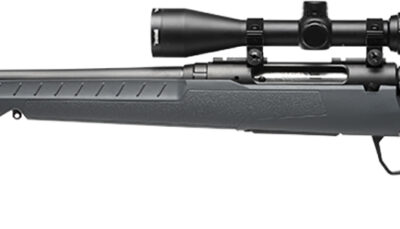 Savage Arms 32251 Axis 2 XP Combo Compact 243 Win 4+1 20" Matte Black Heavy Sporter Barrel & Drilled & Tapped Carbon Steel Receiver, Fixed Matte Gray Synthetic Stock, Left Hand, Boresighted 3-9x40mm