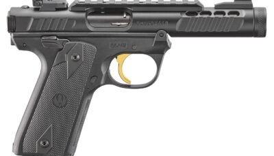Ruger 43956 Mark IV 22/45 Lite 22 LR 10+1 4.40" Stainless Threaded Barrel, Black Anodized Serrated Slide w/Picatinny, Black Anodized Polymer Frame, Black Checkered 1911-Style Grip