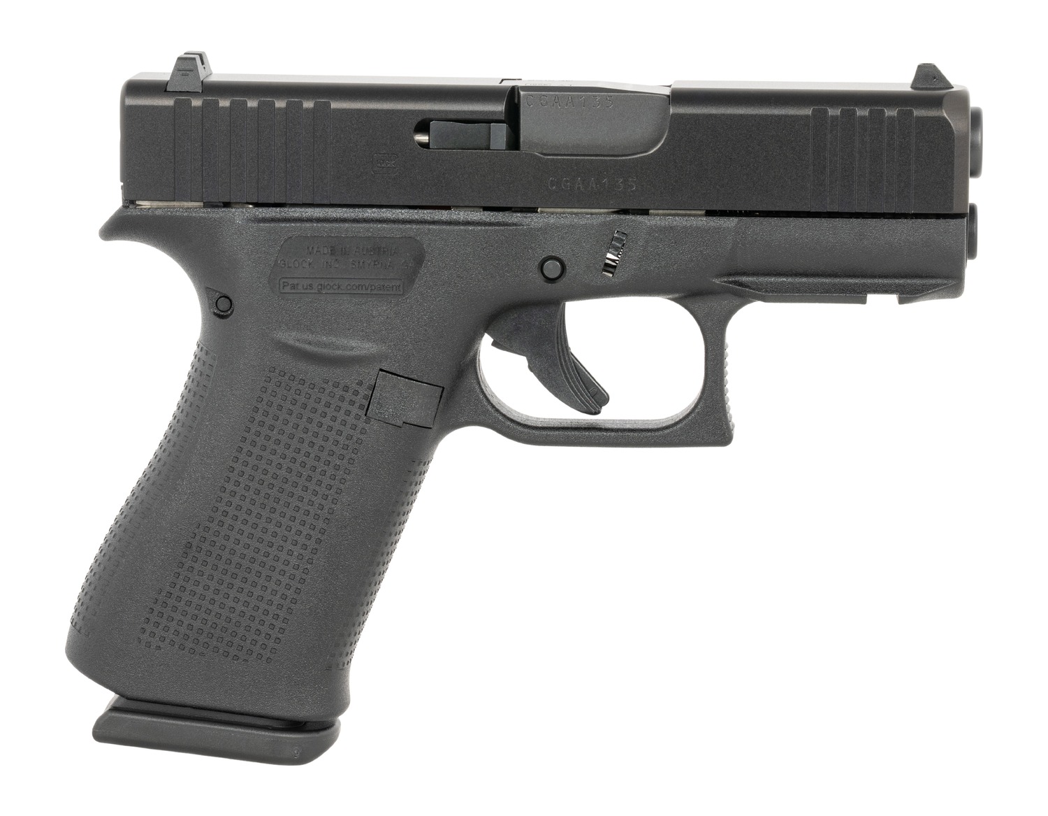 Glock PX4350201FR G43X Slim Sub-Compact Frame 9mm Luger 10+1 3.41" Black GMB Barrel, Black nDLC Serrated Steel Slide, Black Polymer Frame w/Picatinny Rail, Black Textured Polymer Grip, Ambidextrous