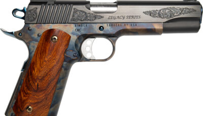 Cnc Firearms CNCLEGACY45 Kimber 1911 Legacy 45 ACP 7+1 5" Stainless Steel Barrel, Color Case Hardened Steel Engraved/Serrated Slide, Color Case Hardened Steel Frame, Walnut Grip