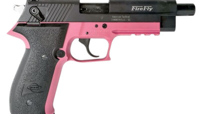 GSG GERG2213TFFPA FireFly 22 LR 13+1 4.90" Black Threaded Barrel, Aluminum Serrated Slide, Pink Aluminum Frame w/Picatinny Rail, Textured Grip