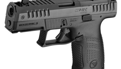 CZ-USA 01578 P-10 C  Compact Frame 9mm Luger 10+1 4.02" Black Nitride Barrel, Black Nitride Steel Optic Ready/Serrated Slide, Black Polymer Frame w/Accessory Rail, Interchangeable Backstrap Grip