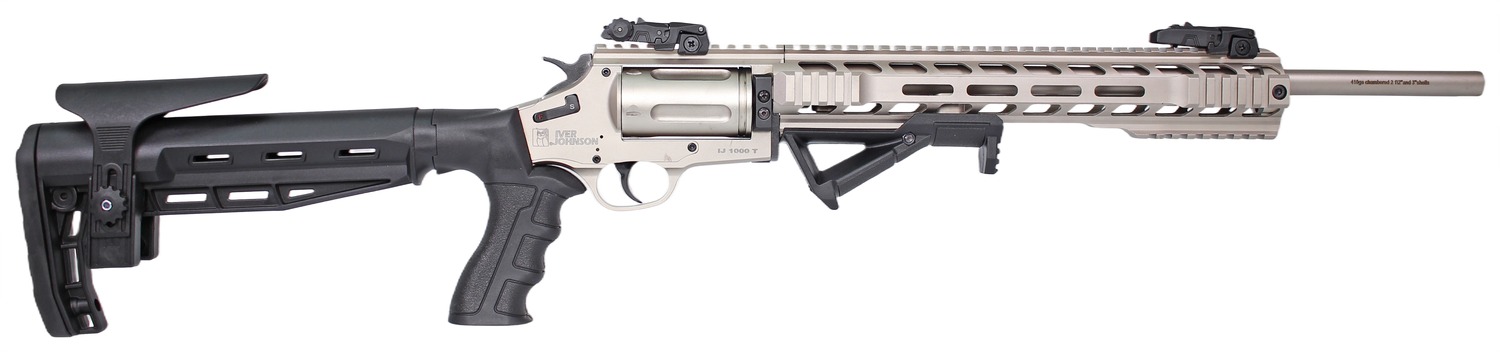 Iver Johnson Arms IJ1000TSN IJ1000 410 Gauge 5rd 18" Satin Nickel Barrel, Satin Nickel Receiver w/Picatinny Rail, Black Fixed Stock
