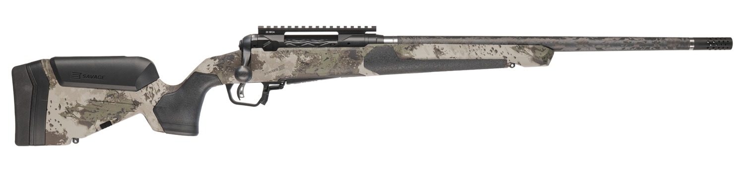 Savage Arms 32714 110 UltraLite Pro Full Size 300 WSM 3+1 20" Carbon Fiber Barrel, Savage Woodland Camo Accufit V2 Synthetic Stock, Right Hand