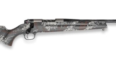 Weatherby MBP01N22CMR19B Mark V Capra 22 Creedmoor 2+1 17" Graphite Black Cerakote Fluted Threaded Barrel Titanium Receiver Drilled & Tapped Receiver Exposed Carbon w/Gray, White & Rust Sponge Accents