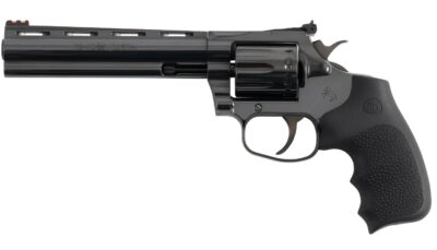 Colt Mfg KCOBRA22-BP6RFO King Cobra Target 22 LR 10rd Shot 6" Blued Vent Rib Barrel, Blued Carbon Steel Cylinder & Frame, Black Hogue Overmolded Grip, Exposed Hammer