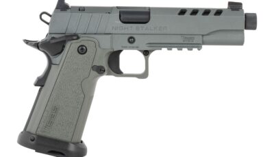 Tisas Arms 12500006 1911 Night Stalker 9mm Luger 17+1 5.30" Threaded Barrel, Gray Cerakote Carbon Steel Optic Cut/Serrated Slide & Frame w/Picatinny Rail, Polymer Grip