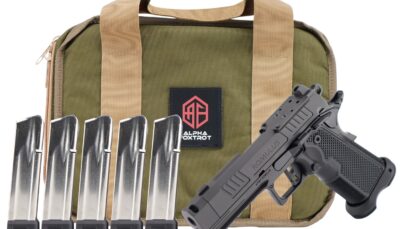 Alpha Foxtrot AA47X1QIG-XDBK20-PROM AF1911 Romulus Promo 9mm Luger 20+1 3.50" Black DLC Threaded Compensated Barrel, Black DLC Stainless Steel Optic Ready/Serrated Slide & Frame w/Beavertail & Picatin