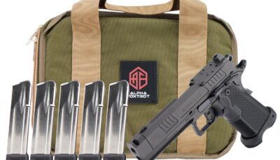 Alpha Foxtrot AA47X1CIG-XDBK20-PROM AF1911 Romulus Promo 9mm Luger 20+1 4.25" Black DLC Threaded Compensated Barrel, Black DLC Stainless Steel Optic Ready/Serrated Slide & Frame w/Beavertail & Picatin