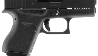 Glock UI4350201 G43  Slim Sub-Compact Frame 9mm Luger 6+1 3.41" Black Steel Barrel, Matte Black Serrated Steel Slide, Black Polymer Frame, Textured Polymer Grip, Right Hand