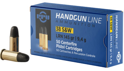 PPU PPH38SW Handgun  38S&W 145gr Lead Round Nose 50 Per Box/20 Case