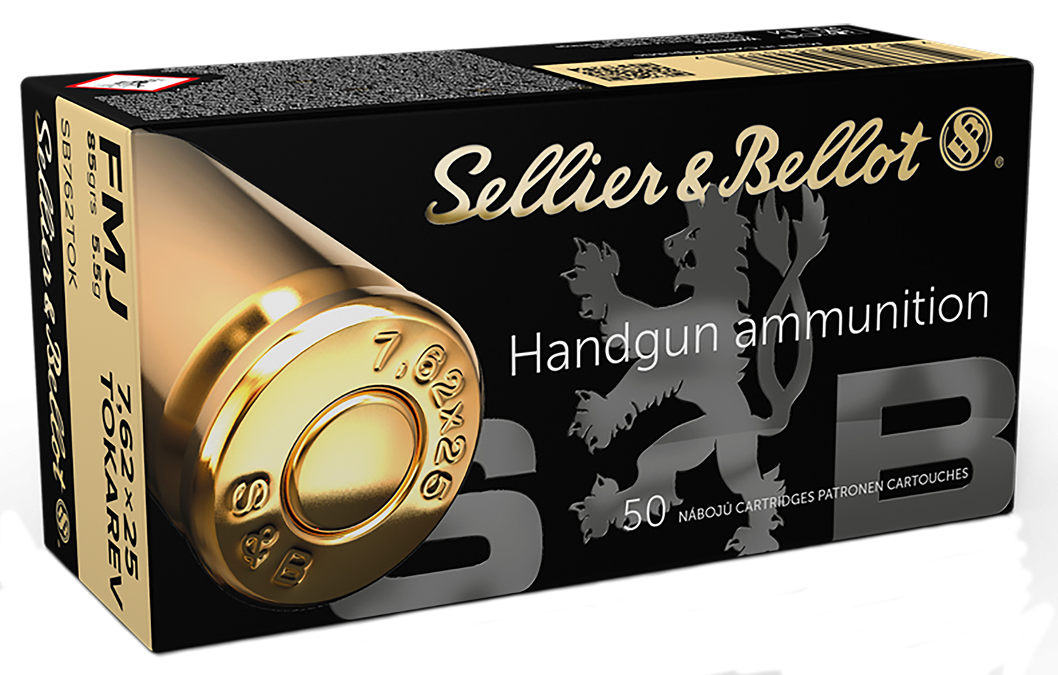Sellier & Bellot SB762TOK Handgun 7.62x25mmTokarev 85gr Full Metal Jacket 50 Per Box/30 Case