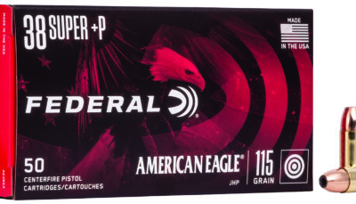 Federal AE38S3 American Eagle Handgun 38Super+P 115gr Jacketed Hollow Point 50 Per Box/20 Case