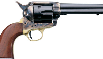 Taylors & Company 550527 Ranch Hand 357 Mag Caliber with 5.50" Blued Finish Barrel, 6rd Capacity Blued Finish Cylinder, Color Case Hardened Finish Steel Frame & Walnut Grip