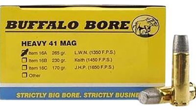 Buffalo Bore Ammunition 16A20 Heavy Strictly Business 41Rem Mag 265gr Hard Cast Lead 20 Per Box/12 Case