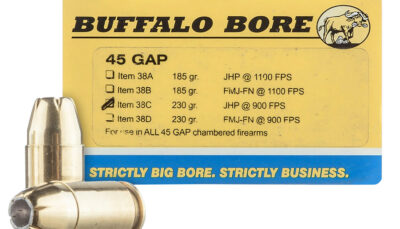Buffalo Bore Ammunition 38C20 Personal Defense Strictly Business 45GAP 230gr Jacket Hollow Point 20 Per Box/12 Case