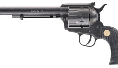 Chiappa Firearms CF340170 SAA 1873 Medium Frame 22 LR 10 Shot, 7.50" Blued Steel Barrel, Blued Steel Frame, Blued Cylinder, Black Plastic Grip, Exposed Hammer